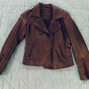 Faux Leather Cropped Jacket